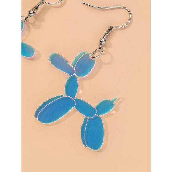 Iridescent Balloon Dog Acrylic Earrings - Picture 11 of 11